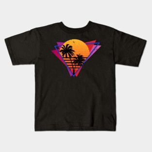 Distressed 80s Style Synthwave Inspired Design Kids T-Shirt